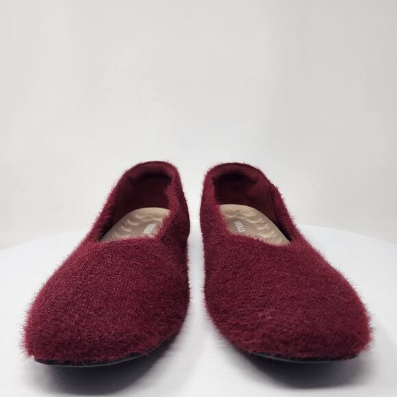 Vivaia Margot 2.0 Flats Size EU43/US11 Bordeaux Maroon Square-Toe Faux Mink - Picture 4 of 15